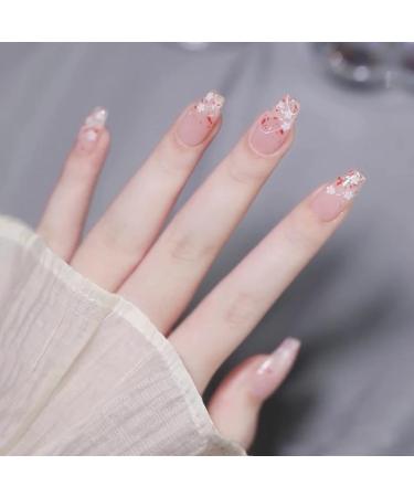 24Pcs/Set Press On Nails Pure Desire Fresh Pink and White Small Flower Long False Nails Acrylic Fake Nails Full Cover Nails Tips Artificial Finger Manicure Press on nails for Women and Girls - Buy Online on GoSupps.com