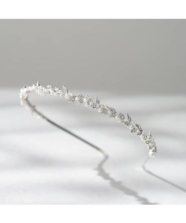 SWEETV Silver Crystal Rhinestone Bridal Headband with Pearls - Wedding Hair Accessories for Women - Buy Online on GoSupps.com