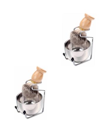 Beavorty 2 sets of razor tool beard smoothing brush tools for beard care beard cleaning tool shaving stand shaving shell and stand beards shave bamboo small tools man