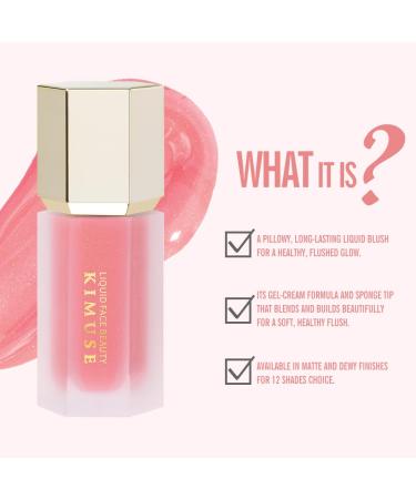 Kimuse Gel Cream Blush - Dewy Finish Liquid Blush in Happiness Shimmer Peachy Pink | 4ml Natural Look Make-Up for Radiant Cheeks | International Shipping Available - Buy Online on GoSupps.com