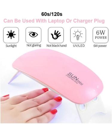 Mini Nail Lamp Portable LED Nail Lamp 6W Nail Gel Dryer DIY Art Nails Tool for Women and Girls Manicure (Pink) - Buy Online on GoSupps.com