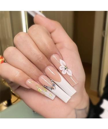 30Pcs 3D Flower Nail Charms with Pearls & Crystals - Nail Art Decorations for Women DIY (White) - Buy Online on GoSupps.com