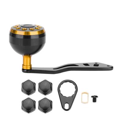 Tbest Knob Power Handle Grip,Fishing Reel Handle CNC Knob with Fittings Replacement Parts Accessory Black+Gold