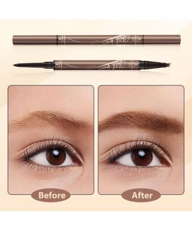 2-in-1 4 Tips Eyebrow Pencil Waterproof 3D Microblading Eyebrow Pencil Contour Pen Natural Durable Microblading Eyebrow Pencil (Light brown and black) - Buy Online on GoSupps.com