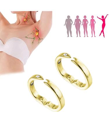 Ausfa Anti Schnarch Ring for the finger 2PCs snoring ring helps against snoring lymph drainage ring acupressure ring for women and men magnet ring for losing weight (golden ring)