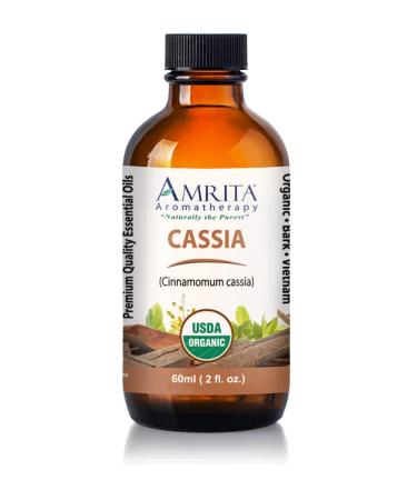 Amrita Aromatherapy: Organic Cassia Essential Oil 100% Pure and Undiluted Cinnamomum Cassia Premium Quality Aromatherapy Oil Tested and Verified Size: 60mL (2 Fl. Oz.)