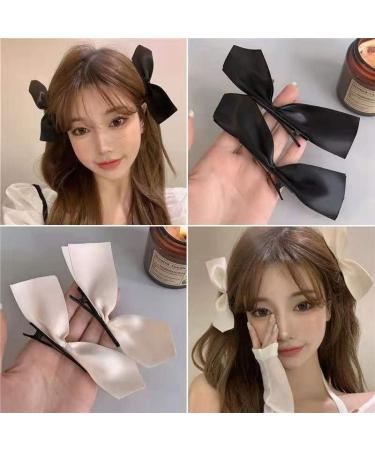 Red Black Bow Satin Ribbon Hair Clips for Women and Girls - Set of 3 Pairs - Buy Online on GoSupps.com