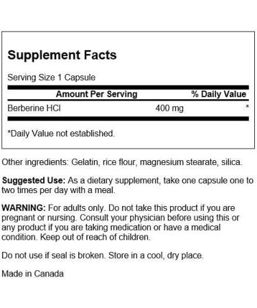 Swanson Berberine HCl 400mg - 60 Capsules, 97% Standardized - (Pack of 1) - Buy Online on GoSupps.com