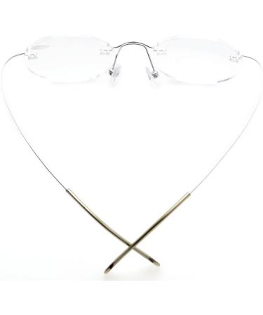 Eyekepper Titanium Rimless Round Reading Glasses +2.50 | Stylish Circle Readers in Silver - International Shipping Available - Buy Online on GoSupps.com