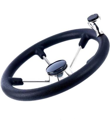 CREDSTAR Stainless Steel Destroyer Steering Wheel - 13-1/2 Inch, 5 Spoke Boat Marine Black PU Foam - Buy Online on GoSupps.com