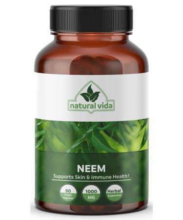 Neem Herbal Supplement 1000mg - 90 Capsules - Supports Skin Immune & Liver Health Detox Vegan Capsules Gluten-Free (1)