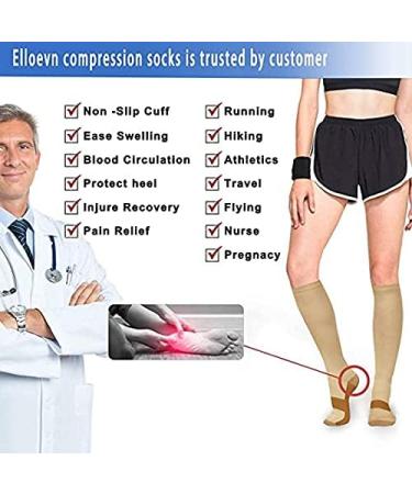 2 Pair Zip Compression Socks for Women - Closed Toe Wide Calf Knee Length - Easy On/Off 15-20 mmHg | Beige with Copper S/M - Buy Online on GoSupps.com