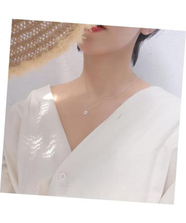 COLLBATH 1PC Delicate Fashion Crystal Elegant Stylish S925 Sterling Zircon Snow Female Necklace for Women Ladies Girls Women Necklace - Buy Online on GoSupps.com
