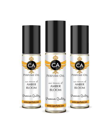 CA Perfume Emra Amber Bloom For Women & Men Replica Fragrance Body Oil Dupes Alcohol-Free Essential Aromatherapy Sample Travel Size Concentrated Long Lasting Attar Roll-On 0.3 Fl Oz-X3
