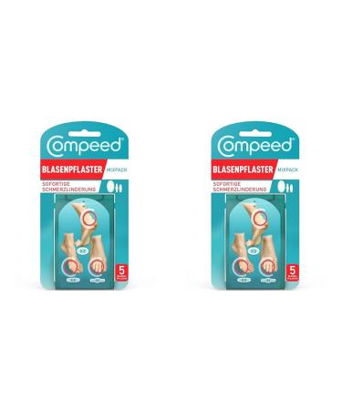 Compeed bladder pavement Mix pack-hydrocolloid patch in different sizes-against blisters on heels toes and for small bubbles 5 pieces (2 pack) 5 pieces (1 Pack)