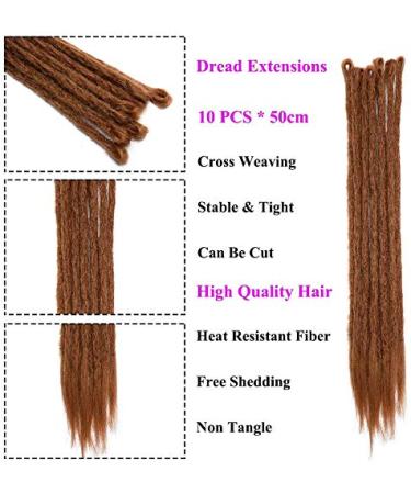 Buy SEGO 10 Strands Dreadlocks Braids Extensions | Synthetic Crochet Dreads Hair - Chestnut Brown (50cm) - Handmade Quality Hair Extensions for Ultimate Style - Buy Online on GoSupps.com