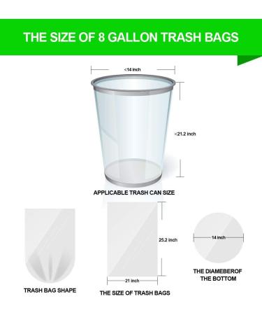 Clear 8 Gallon Garbage Bags 220 Count - Medium Trash Bags for Bathroom, Bedroom, Office - 30 Liter Bin Liners by FORID - Buy Online on GoSupps.com