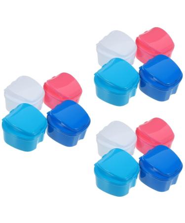 Healeved 12 STK prosthesis box with filter layer retainer case prosthesis prosthesis prosthesis cock flat tooth holder travel prosthesis case bathing container for denture boxes drinking box Miss
