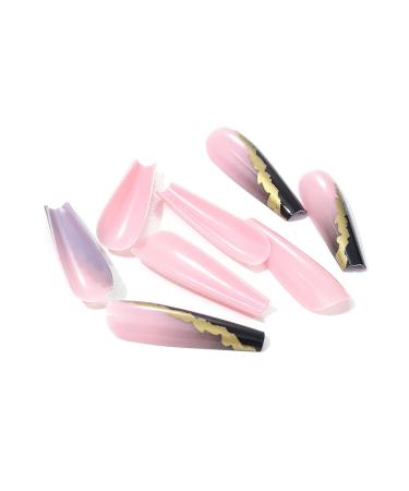 Brishow French Press-On Nails - Long Ballerina Acrylic with Gold Glitter 24-Piece Set for Women & Girls - Buy Online on GoSupps.com