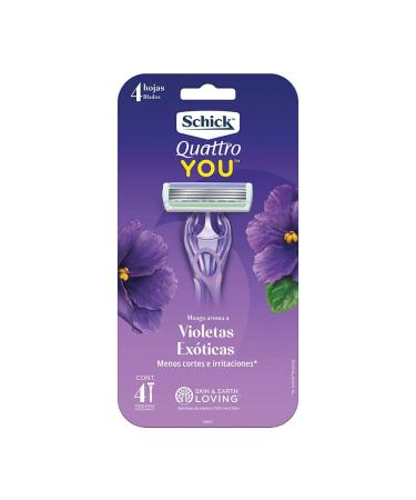 Schick Quattro You Exotic Violet Blooms Disposable Razor for Women, 4count (W300640400)