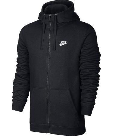 Nike Men's Sportswear Club Full Zip Hoodie - Black/White - Size Large - Buy Online on GoSupps.com