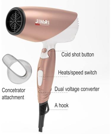 Foldable Travel Hair Dryer - Dual Voltage Lightweight Ionic Blow Dryer (Gold) for International Use - Buy Online on GoSupps.com