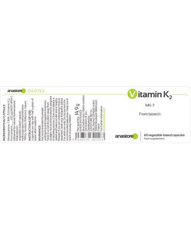 Vitamin K2 * 105 g / 60 capsules * Obtained by natural fermentation (MK-7) * Joints cardiovascular bone * - Buy Online on GoSupps.com