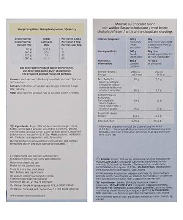 Buy Dr.Oetker Professional Mousse Au Chocolat Blanc - 1kg Dessert Powder with White Rasp Chocolate for International Shipping - Buy Online on GoSupps.com