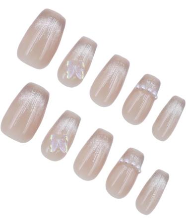 ieron Cat Eyes Cured Nail Wraps Self-Adhesive Gel Nail False Nails with Butterfly Removable Glue on Nails for Girls Glitter Nail Tips (M) - Buy Online on GoSupps.com