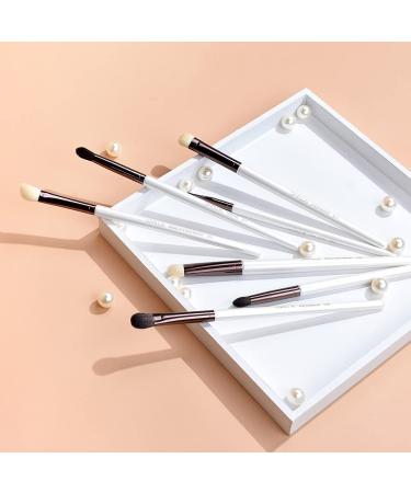 SIXPLUS 7Pcs Pearly White Eyeshadow Brush Set - Professional Eye Brushes with Portable Bag for Flawless Makeup | International Shipping Available - Buy Online on GoSupps.com