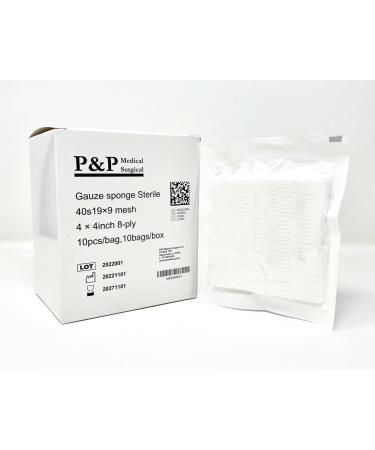 Gauze Surgical Sponges Cotton STERILE Woven 8-ply High Grade Quality 4"x4" Class I(a) All Purpose Pads Box of 100