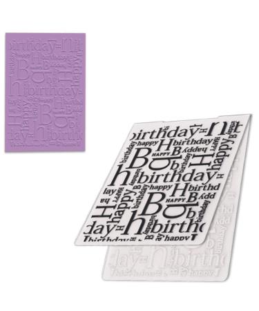 3-D Textured Impressions Background Embossing Folder  Happy Birthday Words Pattern Plastic Embossing Folder Template for Card Making Scrapbooking Paper Craft Album Stamps DIY D cor