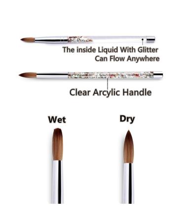 100% Kolinsky Sable Nail Brush - Round Acrylic Nail Art Tool for Perfect Gel Manicures | Liquid Glitter Handle (12#) - Buy Online on GoSupps.com