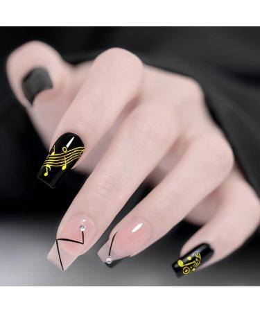 Musical Instrument Theme Nail Art Stickers - 12 Sheets Gold Music Notes Designs for Women, Girls, Kids - Buy Online on GoSupps.com