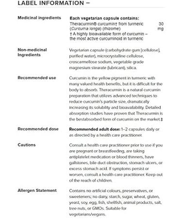 Natural Factors CurcuminRich Theracurmin - 60 Vegetarian Capsules for Advanced Curcumin Absorption - Buy Online on GoSupps.com