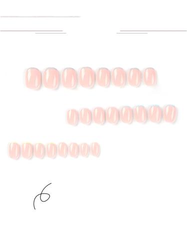 24 Pcs Short French Pattern False Nails with Nail Glue - Nude Colorful Line Design - Acrylic Stick on Nails for Women and Girls - Buy Online on GoSupps.com