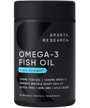 Sports Research Omega-3 Fish Oil Triple Strength 1250 mg 30 Softgels