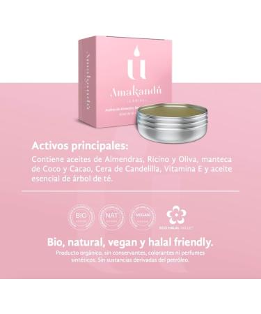 Moisturizing Lip Balm - Smoothes and Protects Lips - Organic Ingredients: Tea Tree Essential Oil Almond Oil and Vitamin E - Amakandu - Buy Online on GoSupps.com