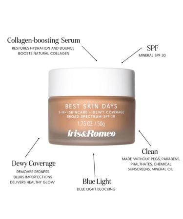 IRIS&ROMEO Best Skin Days SPF30 - Shade 6 | Premium Moisturizer with Sun Protection for All Skin Types - Shop Internationally - Buy Online on GoSupps.com