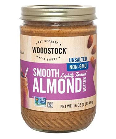 Woodstock Almond Butter - Lightly Toasted - Unsalted - Case of 12 - 16 oz.