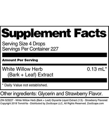 White Willow Herb Glycerite Liquid Extract - Strawberry Flavor (1 oz) | 1:5 Concentration - Best Quality & International Shipping - Buy Online on GoSupps.com