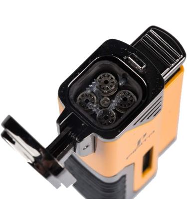 PIPITA Torch Lighter Windproof Cigar Lighter Red Four Jet Flame Adjustable Refillable Inflatable Butane Gas Lighter with Punch (Without Gas) - Buy Online on GoSupps.com