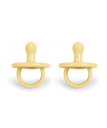 Filibabba Silicone Pacifier Set | Baby Pacifiers 100% Silicone | Danish Design | Round Pacifiers in Pale Banana | 2 Pieces with Pacifier Box - Buy Online on GoSupps.com