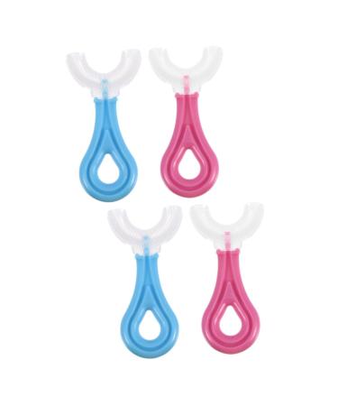 Fomiyes 4 pieces Mouth Bound toothbrush hand toothbrush massage U-shaped silicone toothbrush toothbrushes for toddlers children's toothbrushes child sweet baby cleaning brush pebbles care