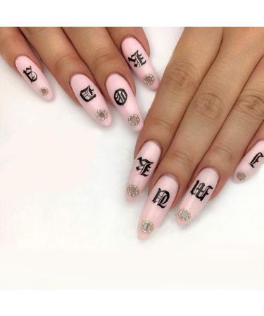 EBANKU Nail Letter Stickers - 10 Sheets Self-Adhesive Alphabet Decals in 5 Colors for Gel Nails - Nail Art Stickers with Old English Words - Buy Online on GoSupps.com