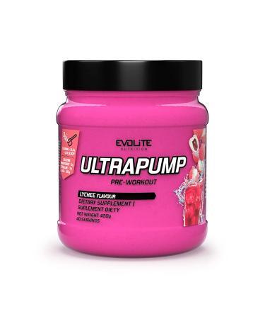 Evolite Nutrition Pre Workout Booster "Ultra Pump" 420 G - Energy Drink Powder with creatine monohydrate and caffeine - l arginine - beta alanin - citrullin (litschi) 420g lychee