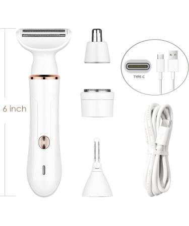 4-in-1 Electric Razor & Hair Trimmer for Women - Facial Hair Removal & Body Grooming Kit with Type-C Charging Port - Buy Online on GoSupps.com