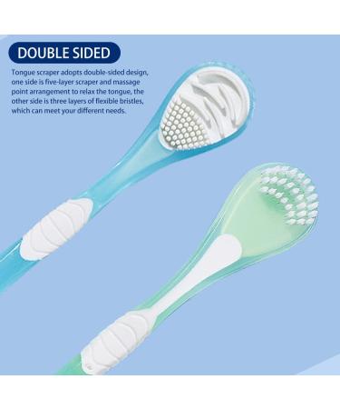 3-Piece Double-Sided Tongue Cleaning Brush Set - Gentle & Effective Tongue Scrapers in Green Blue & Pink for Bad Breath Relief - Buy Online on GoSupps.com