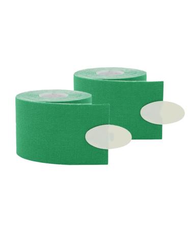 Sports Adhesive Tape Therapeutic Care Bandage Breathable 5CM*5M Kinesiology for Muscle Joints Physical Therapy Tape Mint Summer Elastic Knee Protector Intramuscular Effect Patch 2 Rolls green