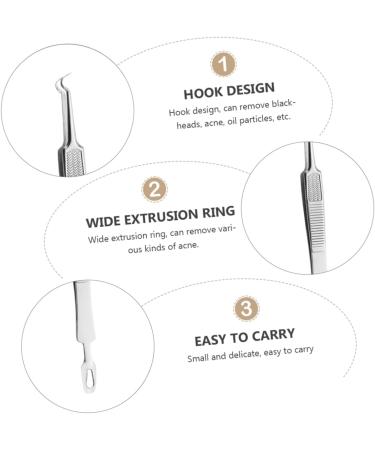 CANIGHT 3pcs Clip Pimple Remover Whiteheads Removal Zit Popping Tool Blackheads Silver Stainless Steel - Buy Online on GoSupps.com